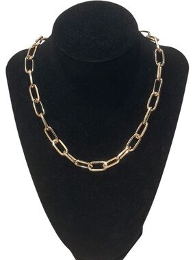 Clover Gold Tone Paperclip Chain Necklace
